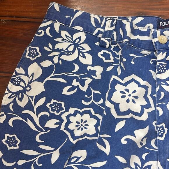 Vintage Polo Sport Ralph Lauren Hawaiian floral print flat front chino shorts 36 - Picture 4 of 7